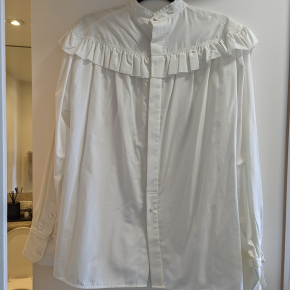 NWT Helmut Lang White Ruffle Shirt - Button-Up Back - Sz L - SOLD OUT - Picture 6 of 9